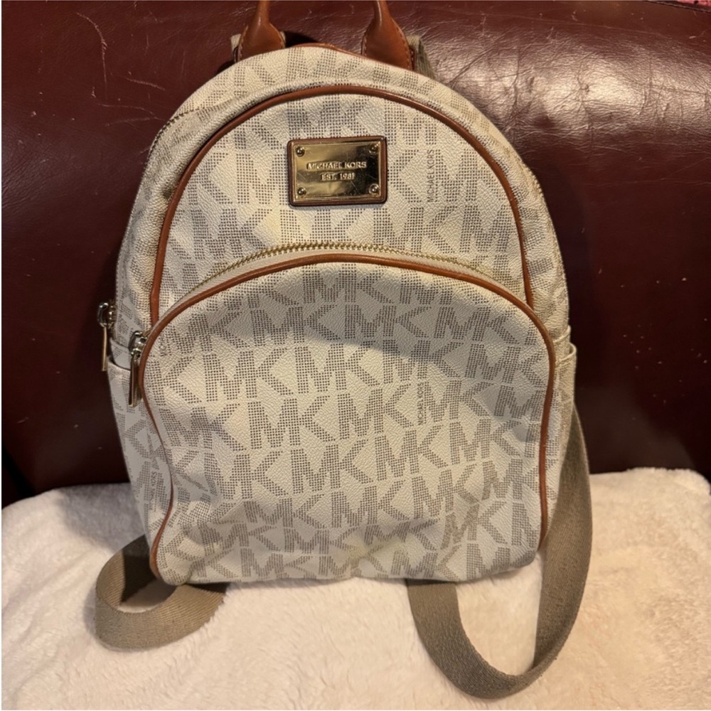 Michael Kors Cream and Tan Backpack